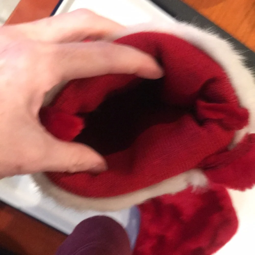 White Fur Trimmed & Red Velvet Stockings